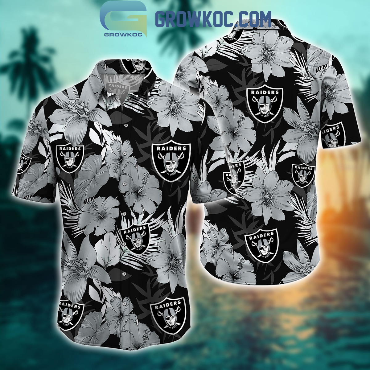 Las Vegas Raiders Tropical Aloha Hibiscus Flower Hawaiian Shirt