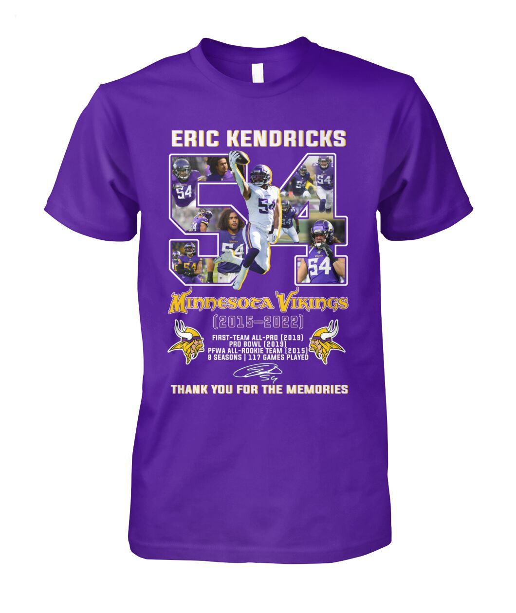 LIMITED EDITION Eric Kendricks Minnesota Vikings 2015 - 2022 Thank You For The Memories T-Shirt