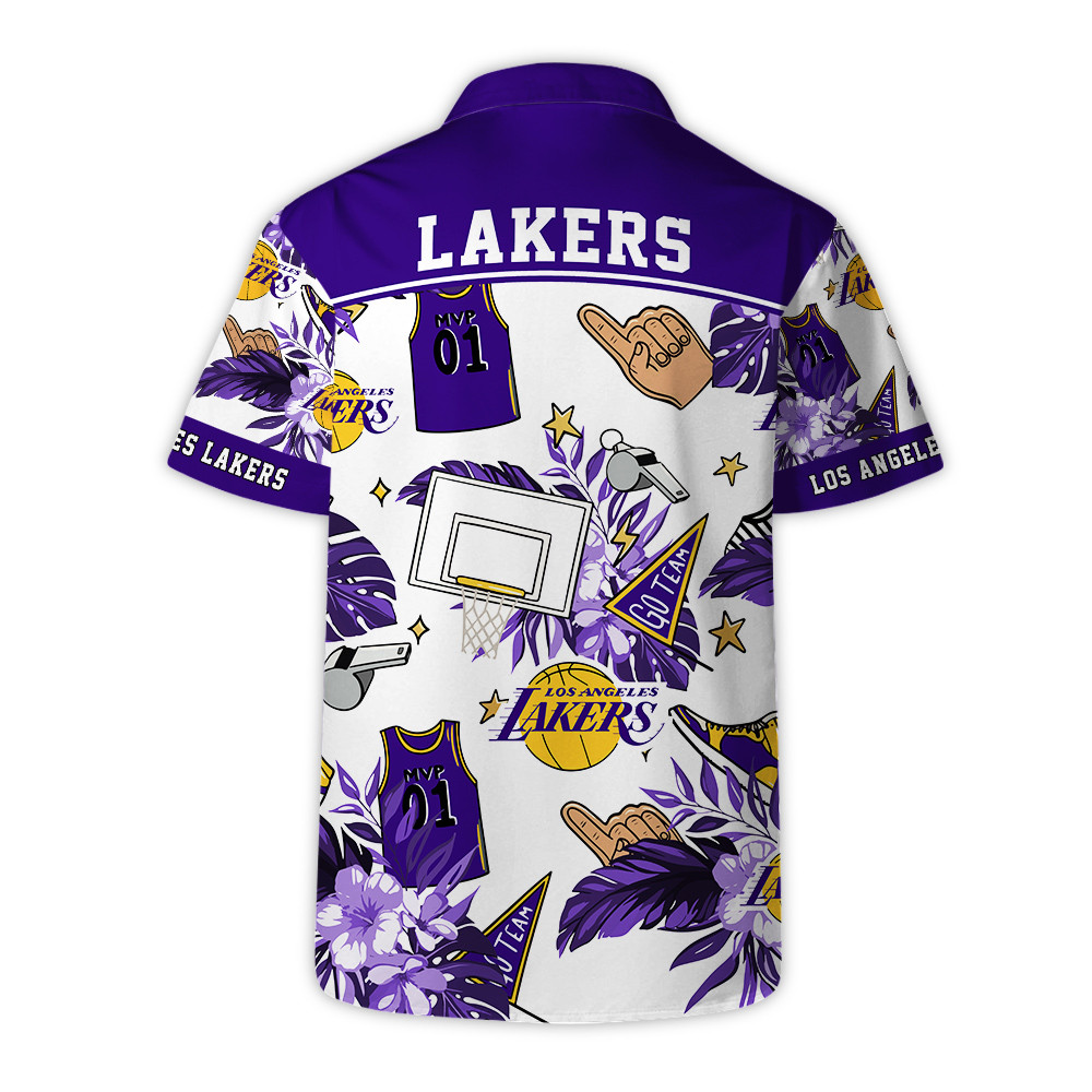 Los Angeles Lakers National Basketball Association Hawaiian Set Floral V2 NBA Pattern