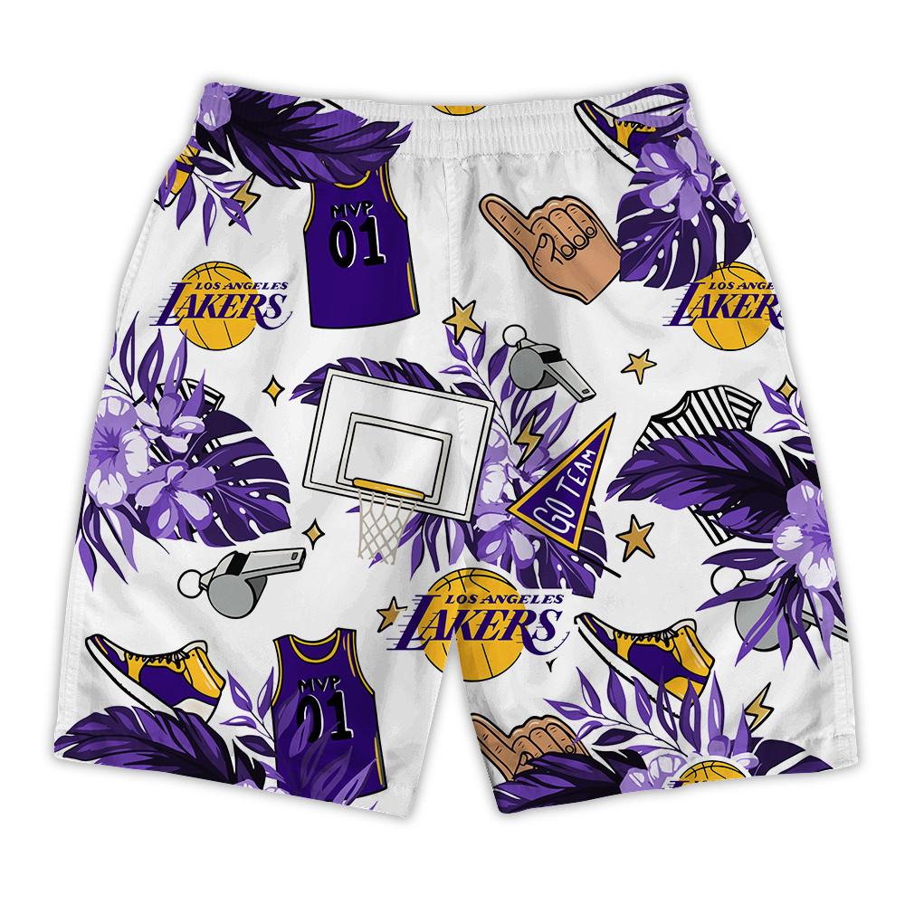 Los Angeles Lakers National Basketball Association Hawaiian Set Floral V2 NBA Pattern