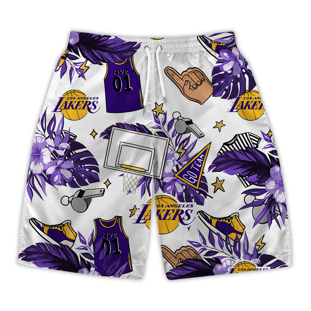 Los Angeles Lakers National Basketball Association Hawaiian Set Floral V2 NBA Pattern