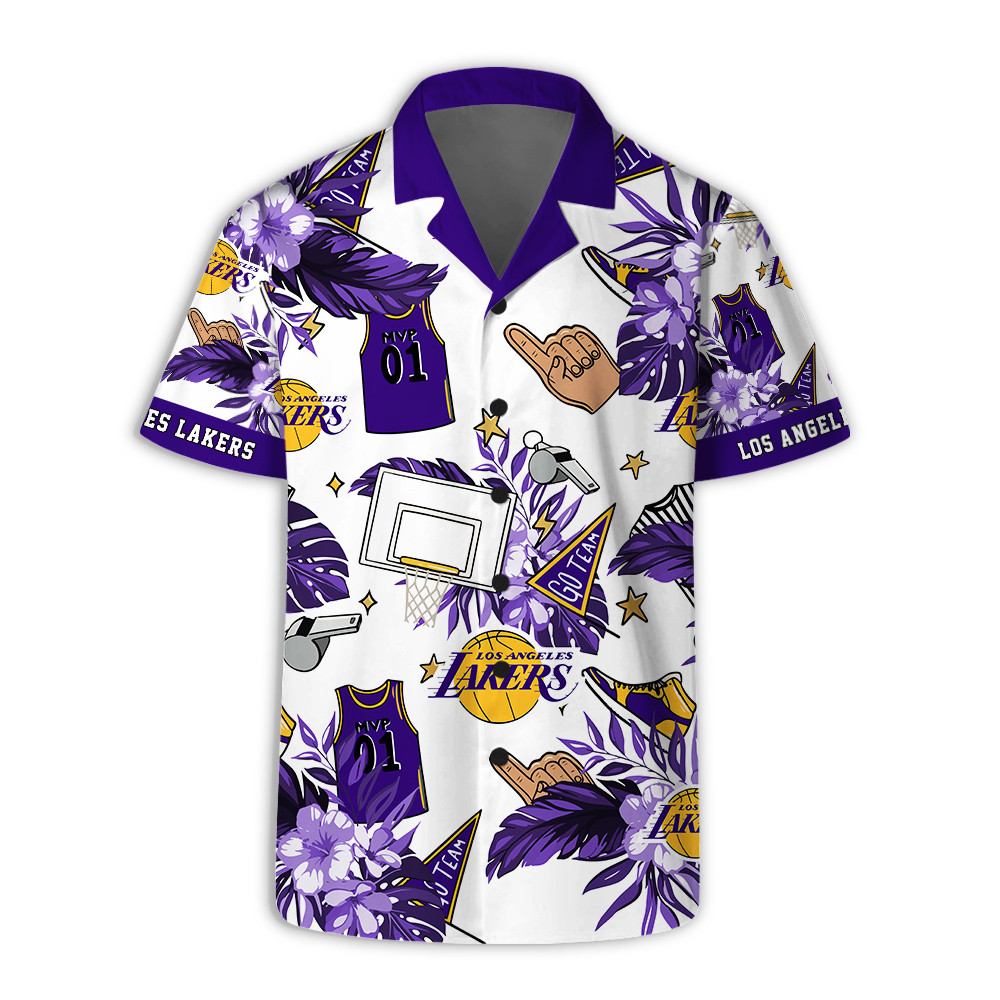 Los Angeles Lakers National Basketball Association Hawaiian Set Floral V2 NBA Pattern