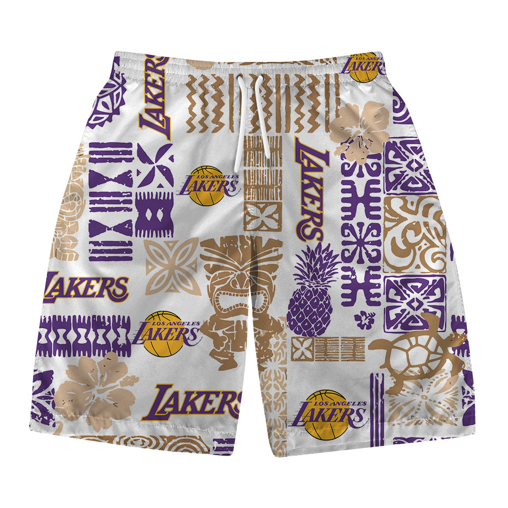 Los Angeles Lakers National Basketball Association Hawaiian Set Floral V3 NBA Pattern