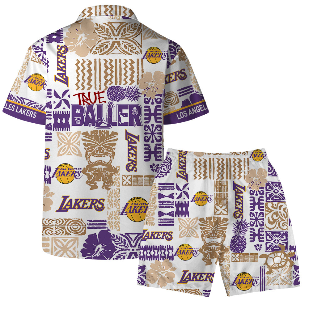 Los Angeles Lakers National Basketball Association Hawaiian Set Floral V3 NBA Pattern