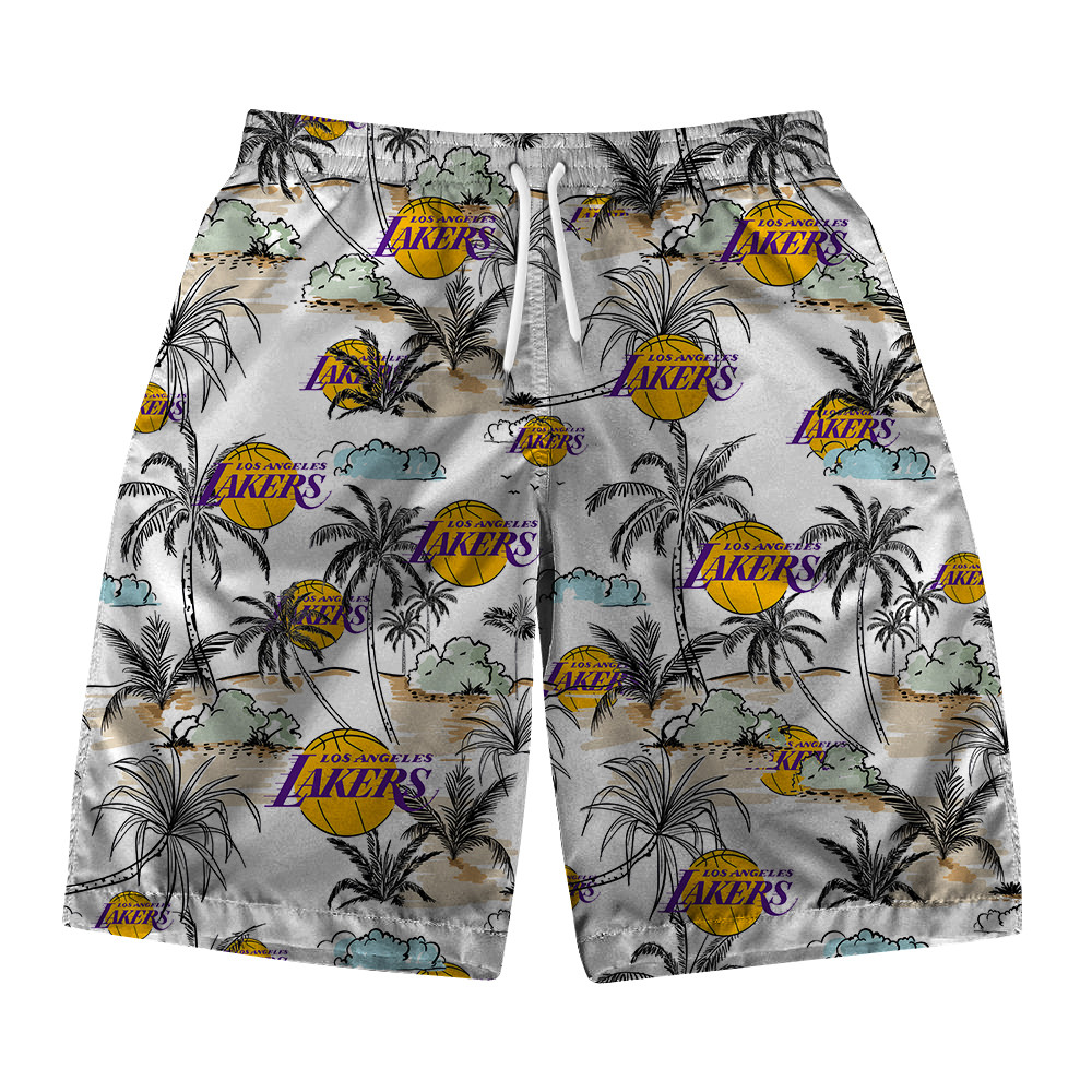 Los Angeles Lakers National Basketball Association Hawaiian Set Floral V6 NBA Pattern