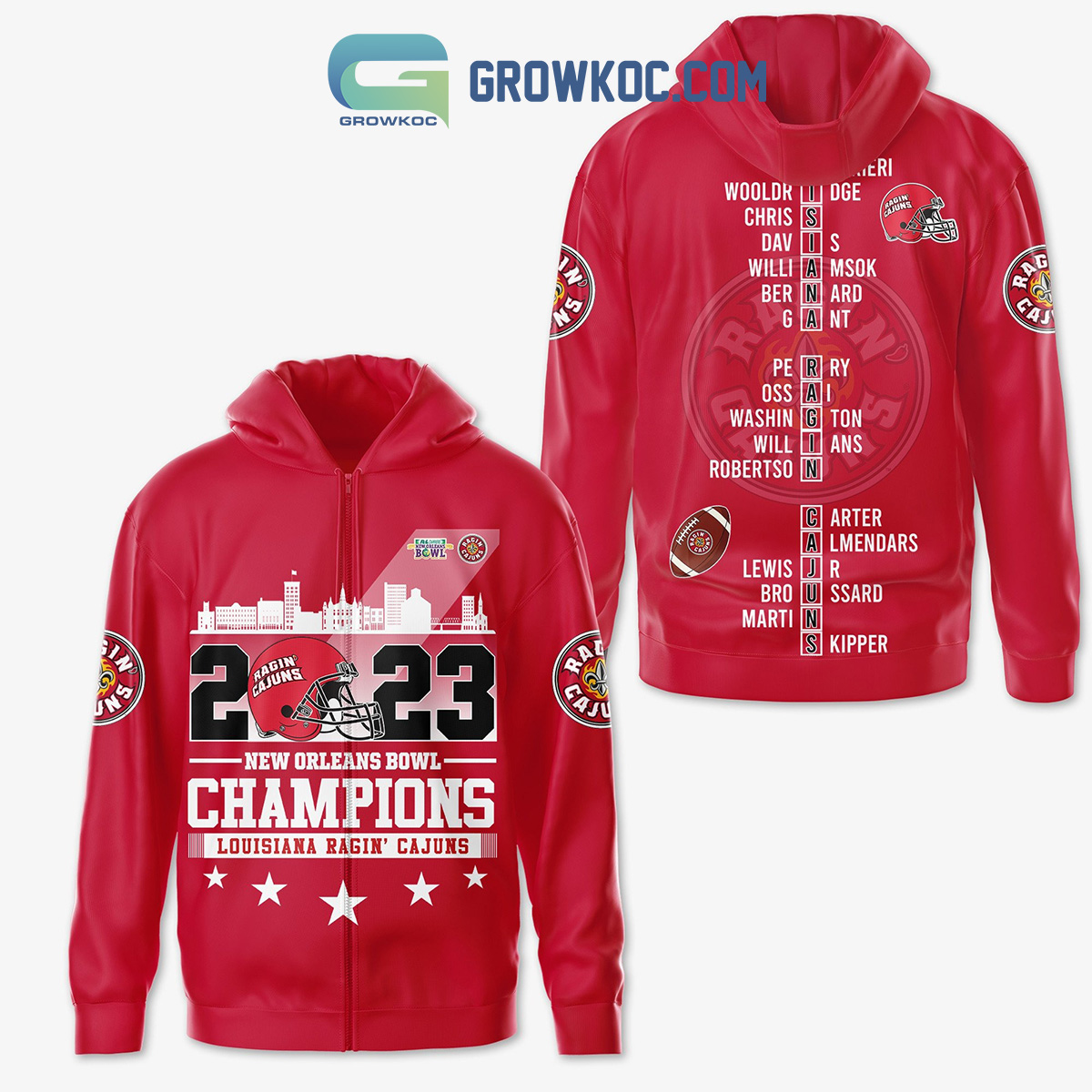 Louisiana Ragin' Cajuns 2023 New Orleans Bowl Champions Hoodie Shirts Red version