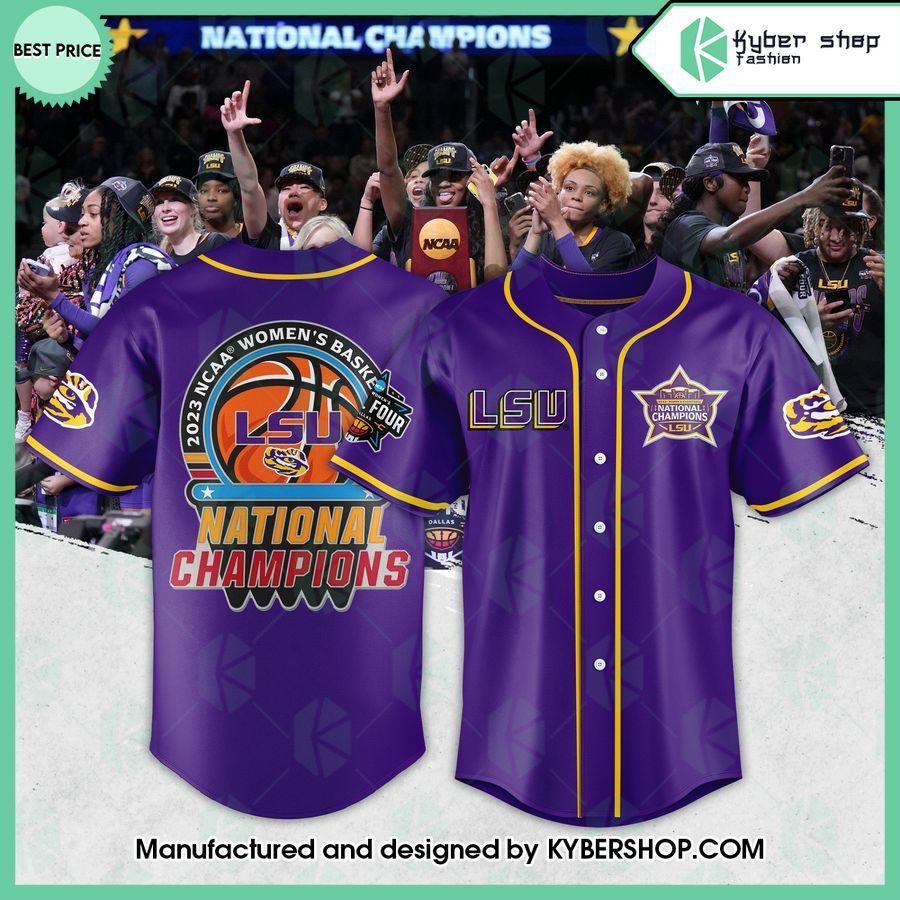 LSU Tigers 2023 Women’s Basketball National Champions Baseball Jersey