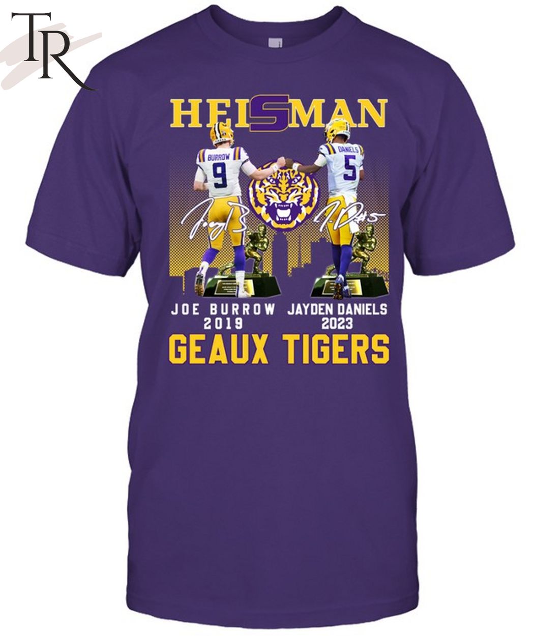 LSU Tigers Heisman Joe Burrow 2019 - Jayden Daniels 2023 Geaux Tigers T-Shirt