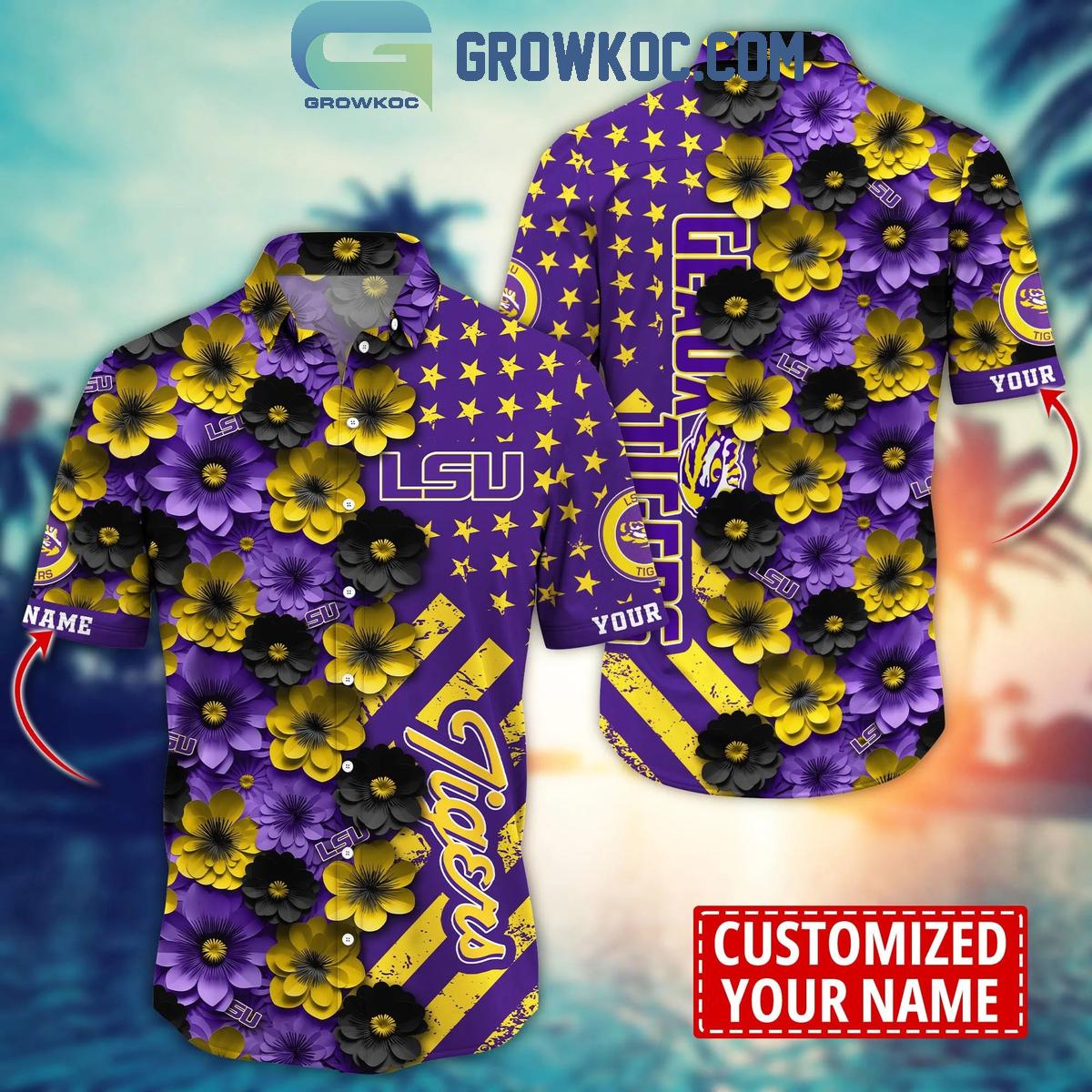 LSU TIGERS Summer Flower Love Fan Personalized Hawaiian Shirt