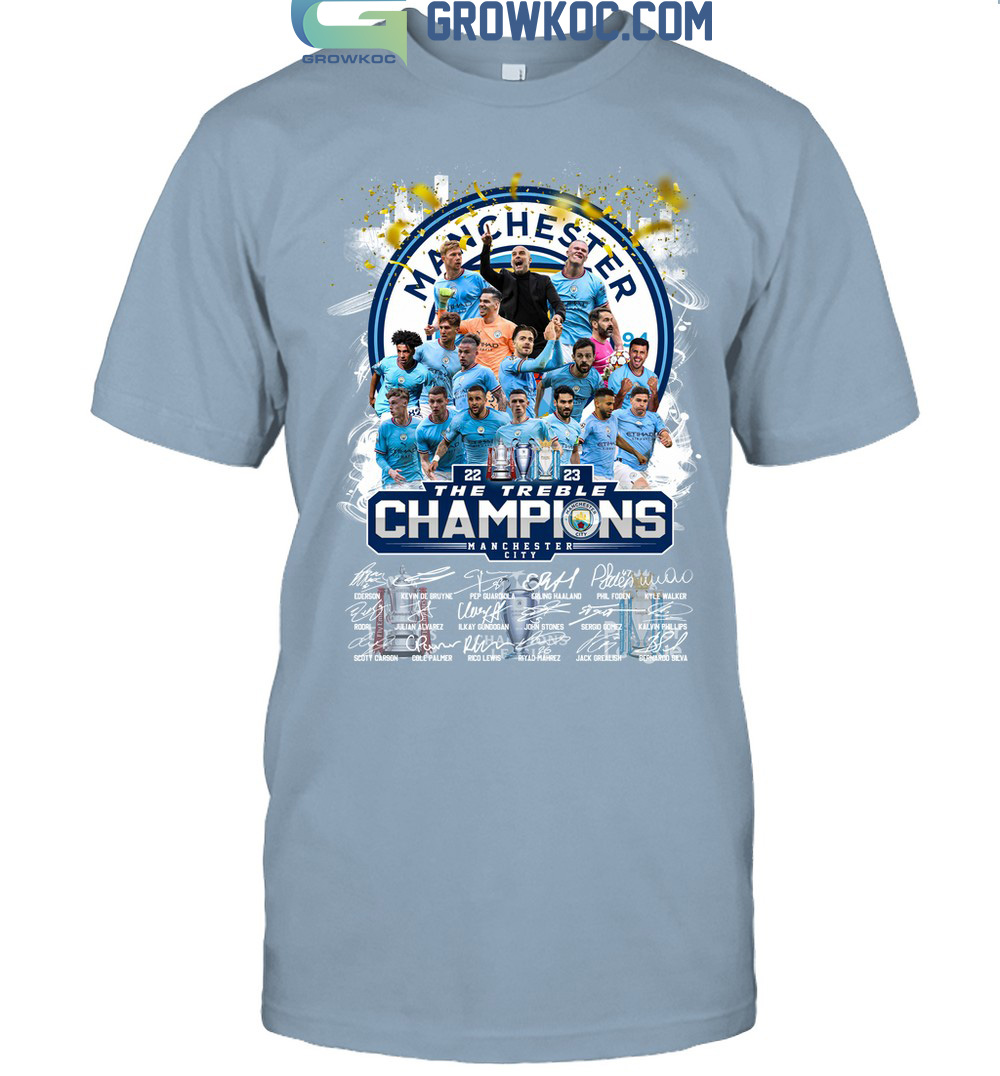 Manchester City The Treble Champions Winners The Citizens Blue T Shirt