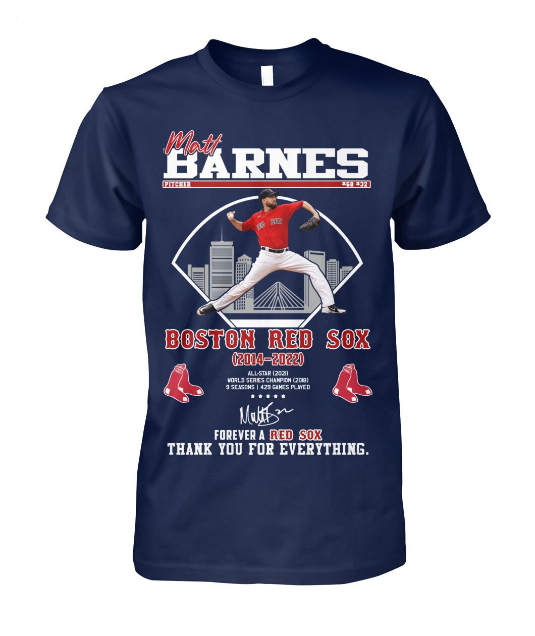 Matt Barnes Boston Red Sox 2014 - 2022 Forever A Red Sox Thank You For Everything T-Shirt