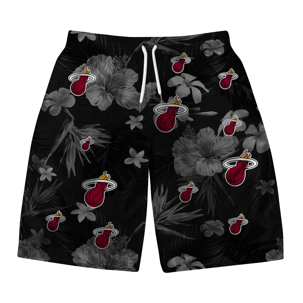 Miami Heat - NBA Team Logo Floral Hawaiian Set Vintage Design