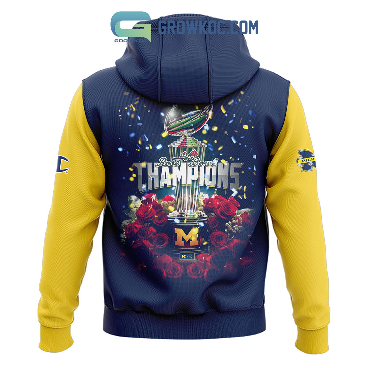 Michigan Wolverines 2024 Rose Bowl Game Champions Fan Yellow Hoodie Shirts
