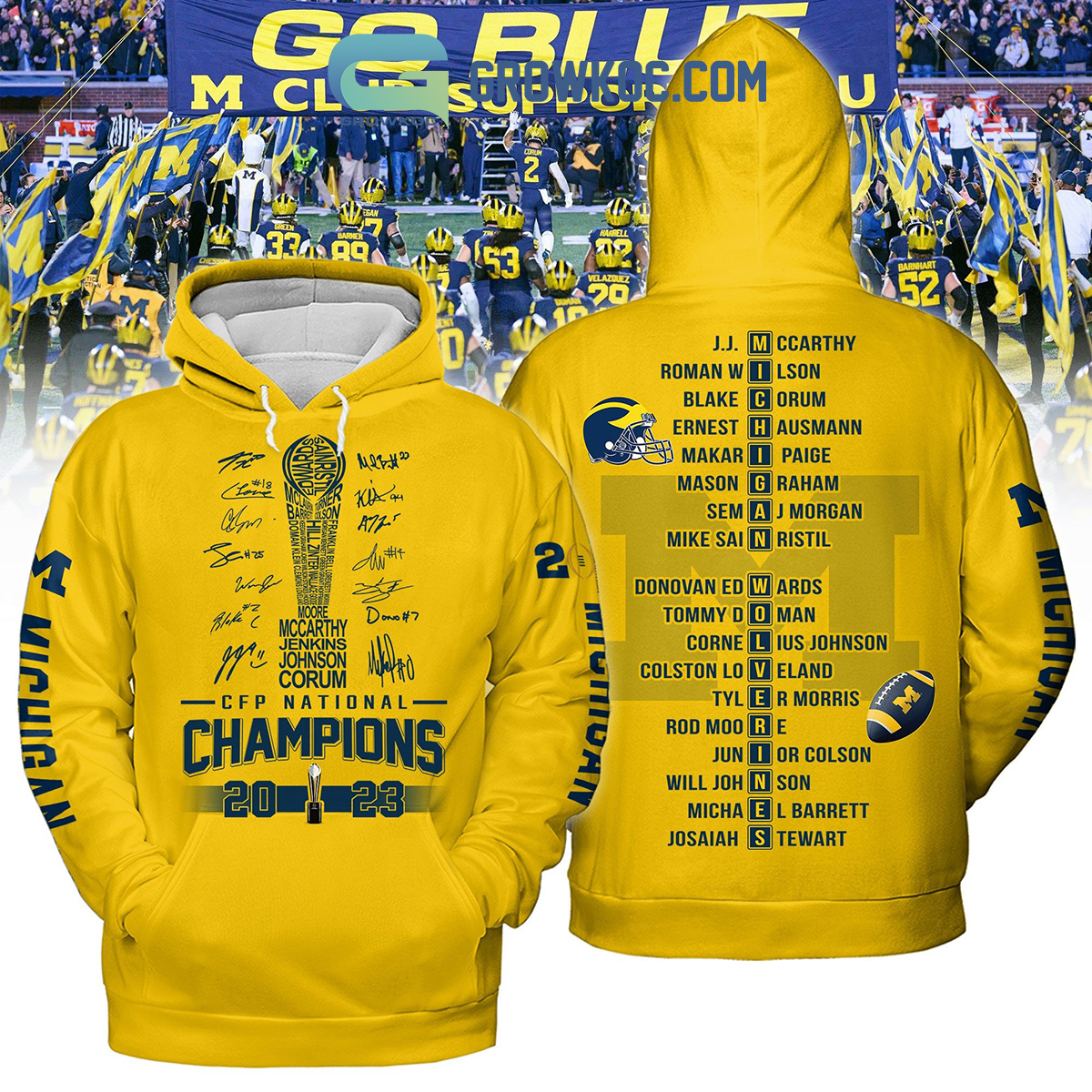 Michigan Wolverines CFP National Champions 2023 Hoodie Shirts Yellow