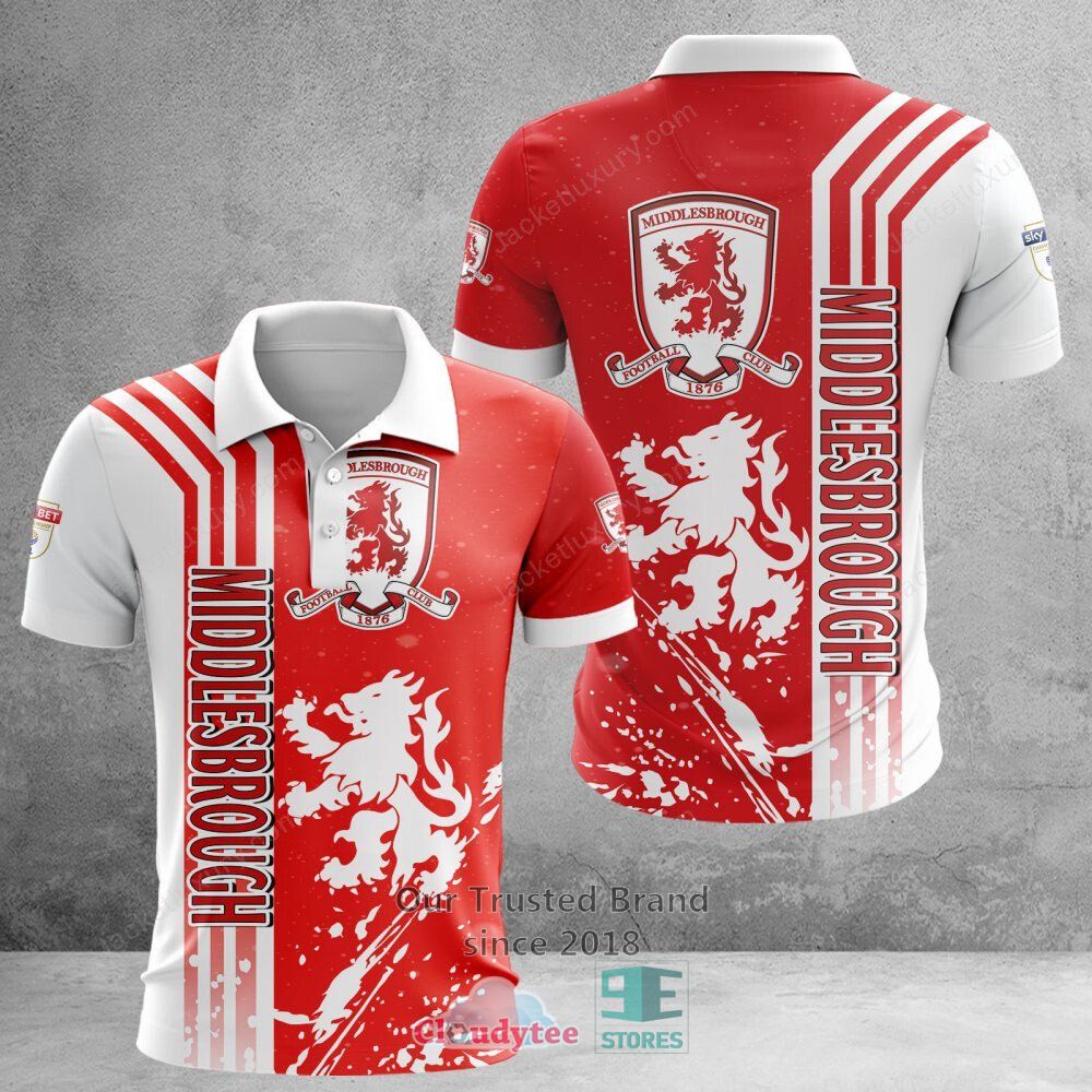 Middlesbrough Football Club Red White 3D Hoodie, Shirt