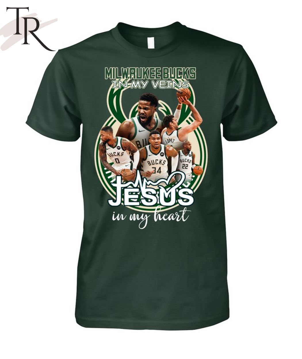 Milwaukee Bucks In My Veins Jesus In My Heart T-Shirt