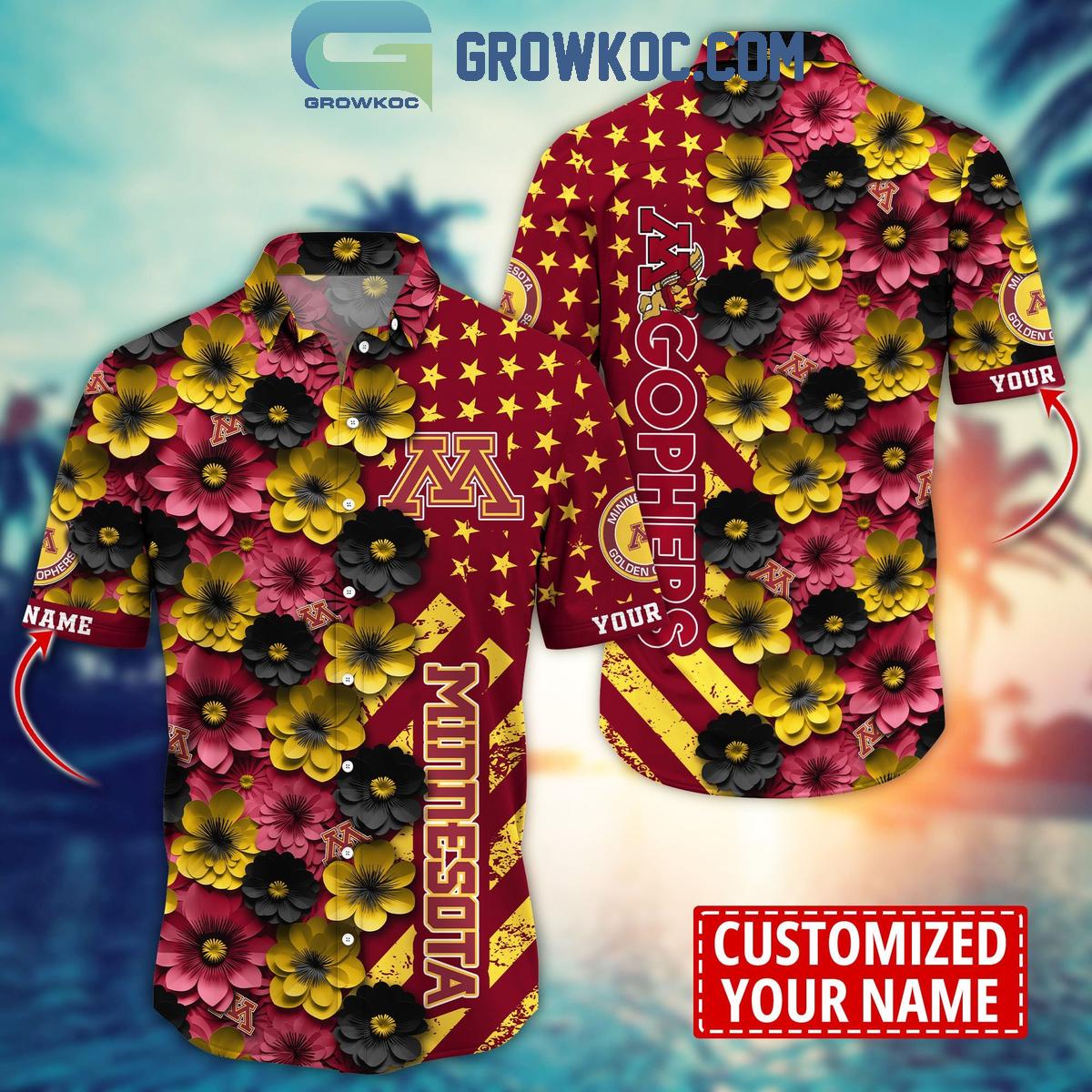 Minnesota Golden Gophers Summer Flower Love Fan Personalized Hawaiian Shirt