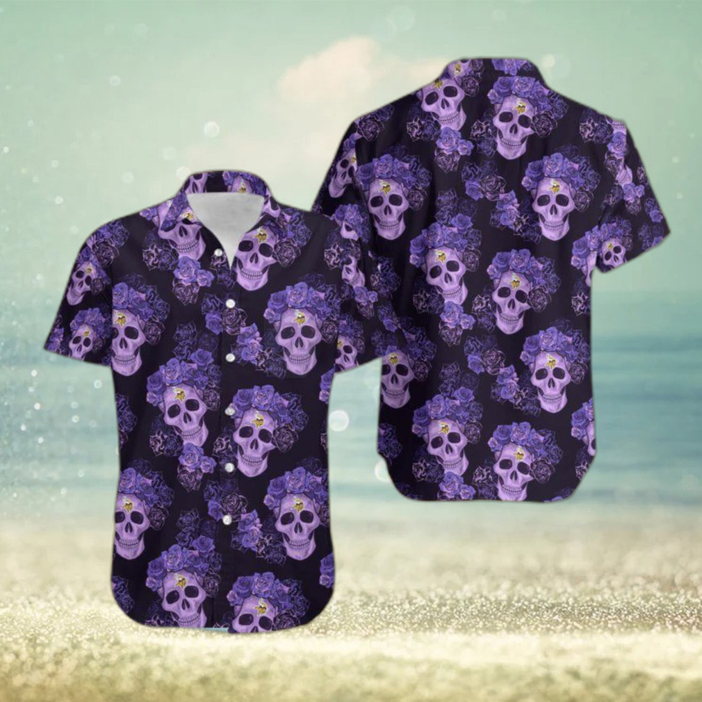 Minnesota Vikings Skull And Flower Funny Hawaiian Shirt NFL Sport