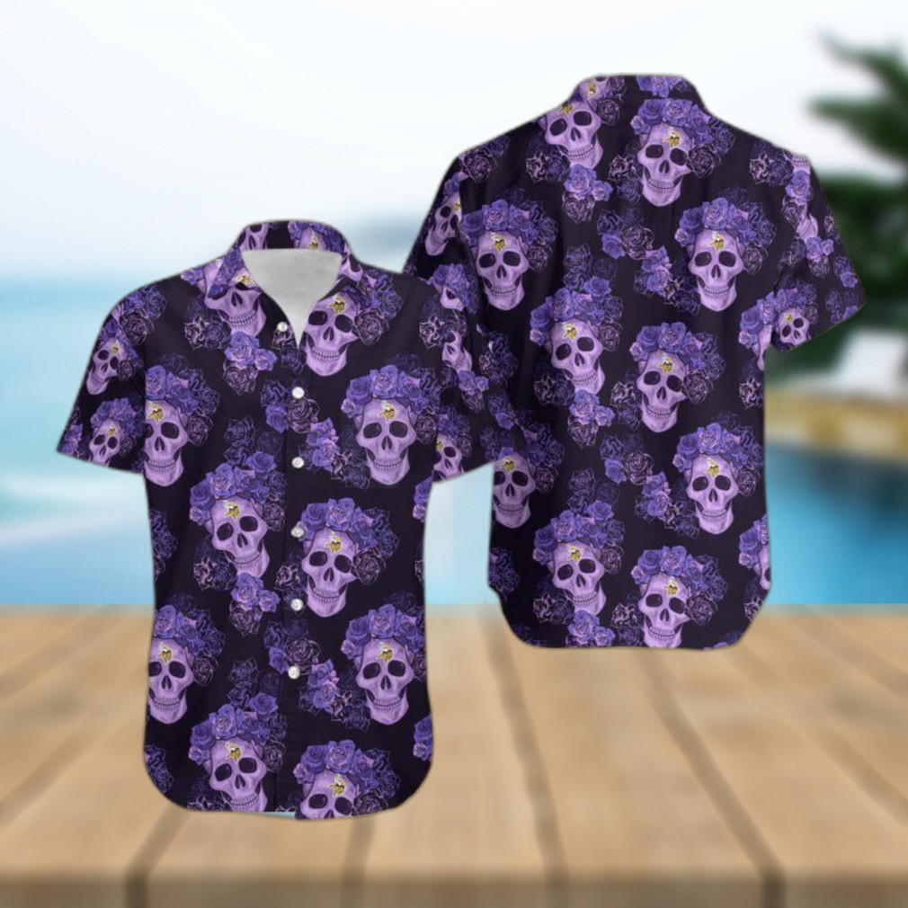 Minnesota Vikings Skull And Flower Funny Hawaiian Shirt NFL Sport