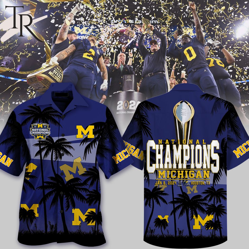 National Champions Michigan Wolverines Jan 8 , 2024 Houston, TX Hawaiian Shirt