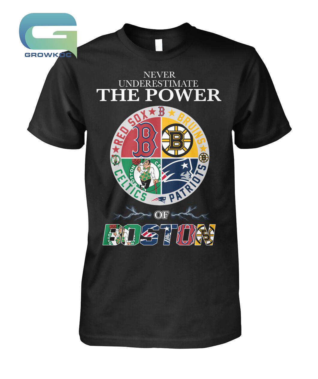Never Underestimate The Power Of Boston Celtics Bruins Red Sox and Patriots T-Shirt