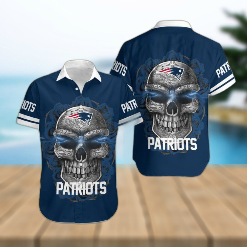 New England Patriots NFL Skull Carved Hawaiian Shirt