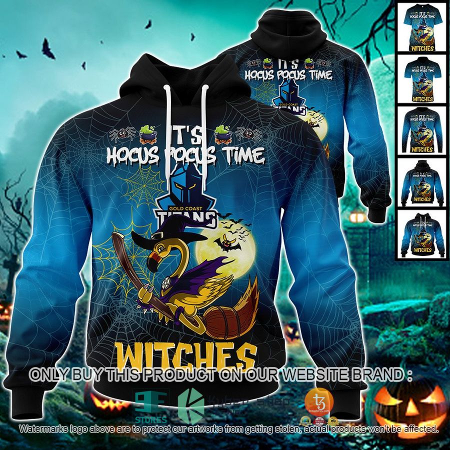 NEW Gold Coast Titans It’s Hocus Pocus Time Halloween Flamingo Witches Hoodie, Shirt