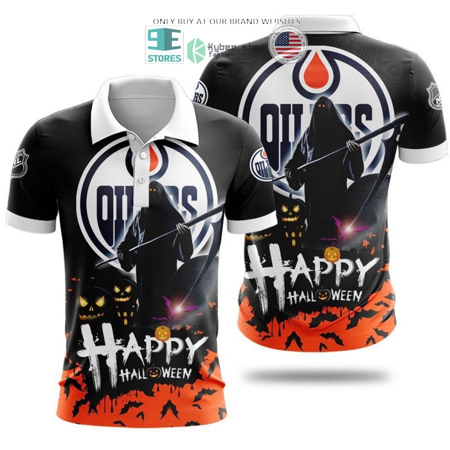 NEW Happy Halloween Grim Reaper Edmonton Oilers Hoodie