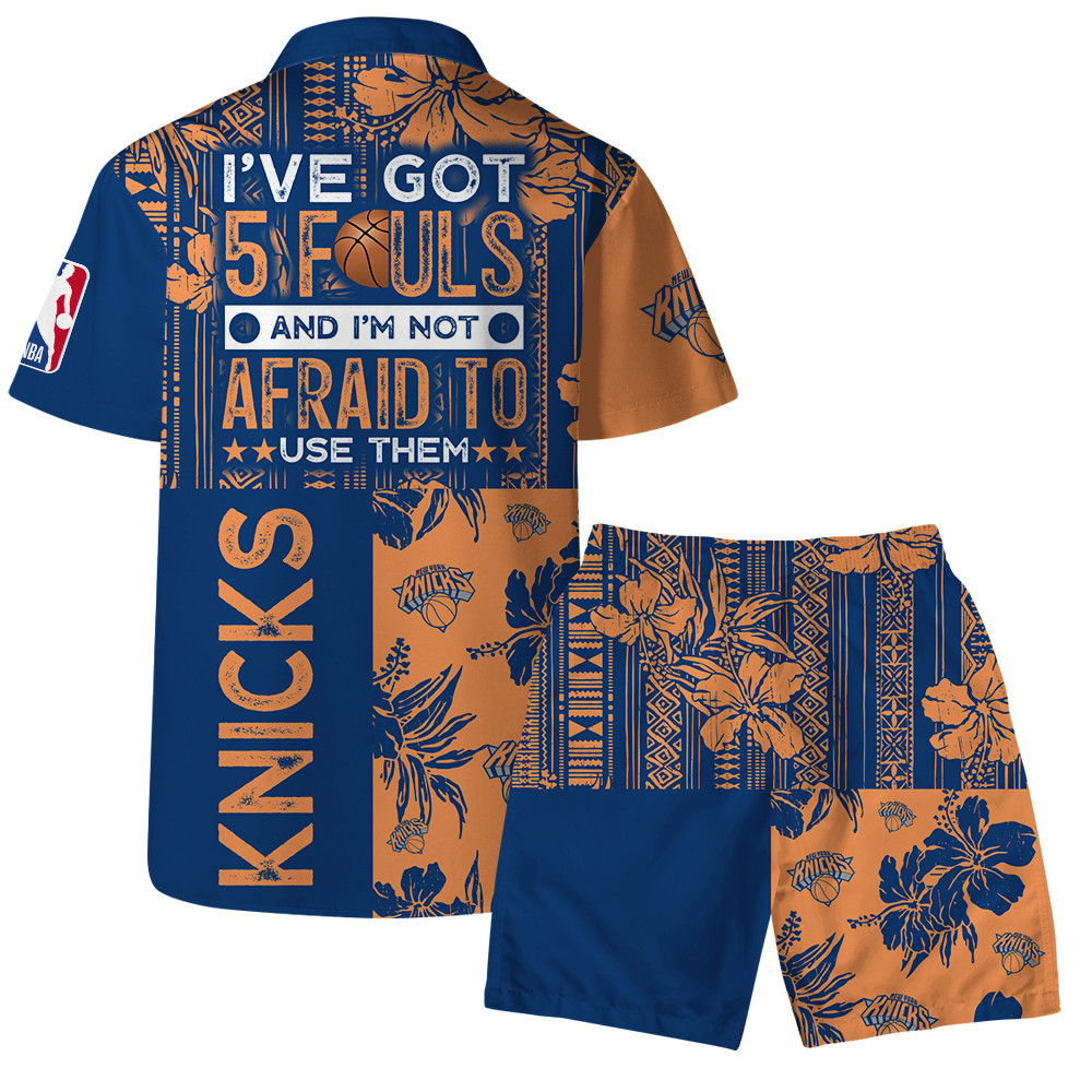 New York Knicks National Basketball Association Hawaiian Set Floral V5 NBA Pattern
