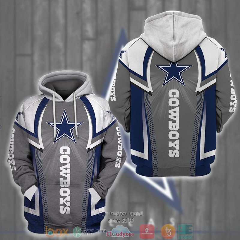 NFL Dallas Cowboys Grey 3d Hoodie