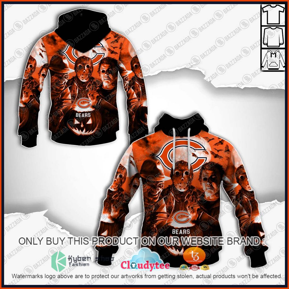 NFL Halloween Horror Movie Chicago Bears 3D Hoodie, Shirt