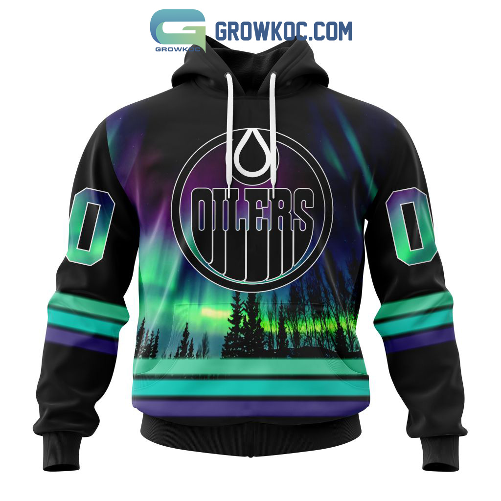NHL Edmonton Oilers Personalized Special Design With Northern Lights Hoodie T Shirt