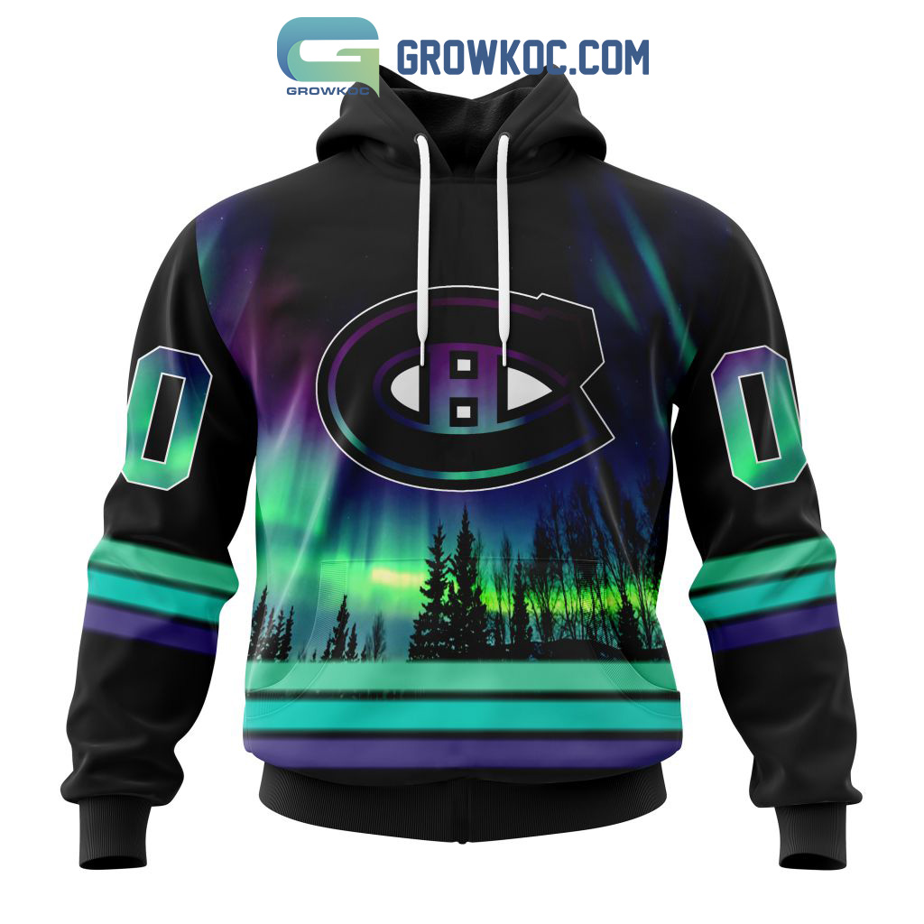 NHL Montreal Canadiens Personalized Special Design With Northern Lights Hoodie T Shirt