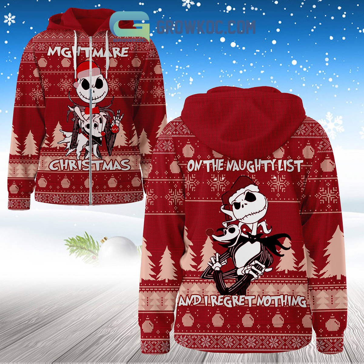 Nightmare Christmas On The Naughty List And I Regret Nothing Hoodie T Shirt