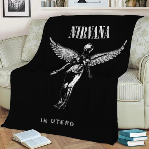 Nirvana In Utero Best Seller Fleece Blanket Gift For Fan, Premium Comfy Sofa Throw Blanket Gift H99