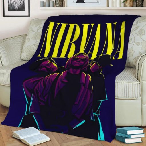 Nirvana Neon Light Best Seller Fleece Blanket Gift For Fan, Premium Comfy Sofa Throw Blanket Gift H99