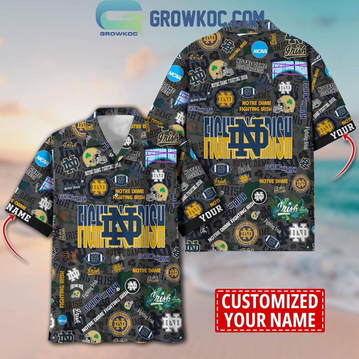 Notre Dame Fighting Irish Solgan True Fan Spirit Personalized Hawaiian Shirts