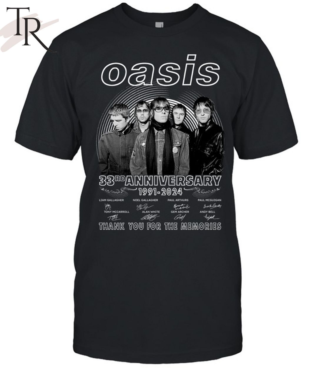 Oasis 33rd Anniversary 1991 - 2024 Thank You For The Memories T-Shirt