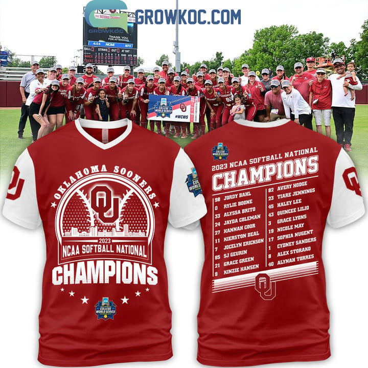 Oklahoma Sooners 2023 NCAA Softball Champions Red Design Hoodie T Shirt