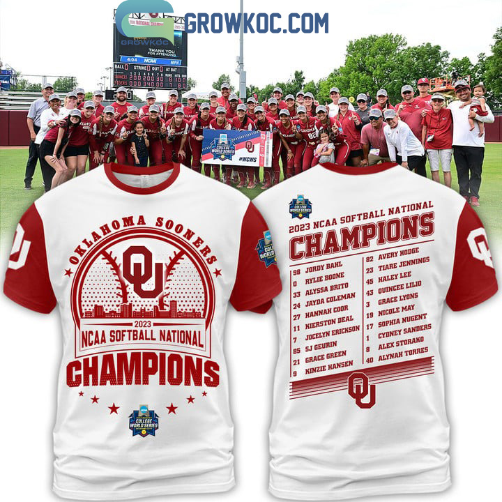 Oklahoma Sooners 2023 NCAA Softball Champions White Design Hoodie T Shirt