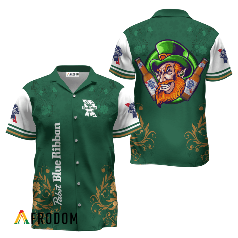 Pabst Blue Ribbon St. Patrick's Day Leprechaun Hawaiian Shirt
