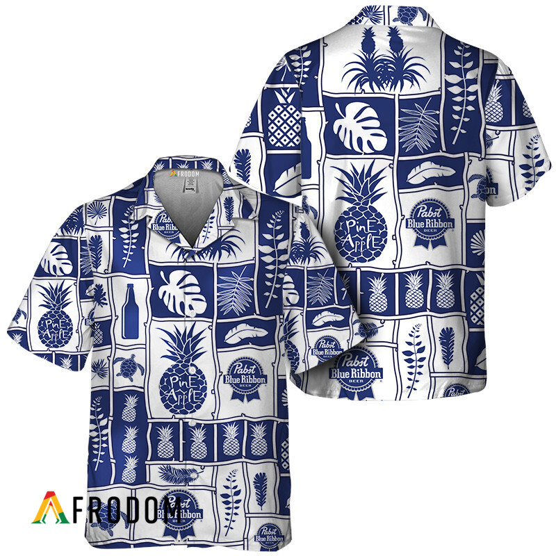 Pabst Blue Ribbon Tropical Pineapple Hawaiian Shirt