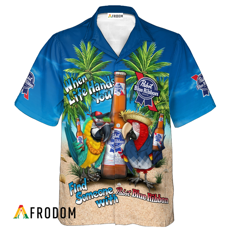 Parrot Pabst Blue Ribbon Hawaiian Shirt