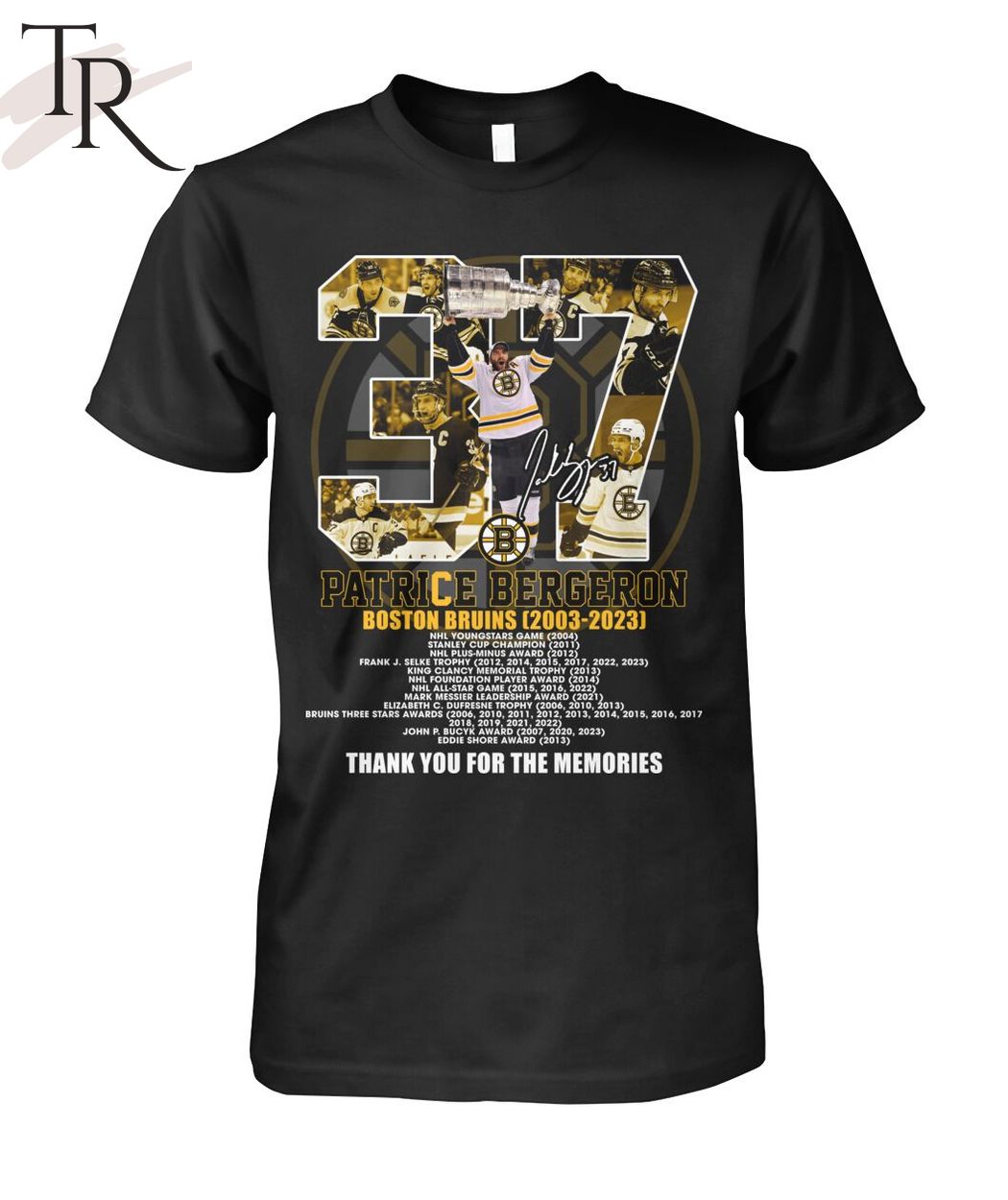 Patrice Bergeron Boston Bruins 2003 - 2023 Thank You For The Memories T-Shirt