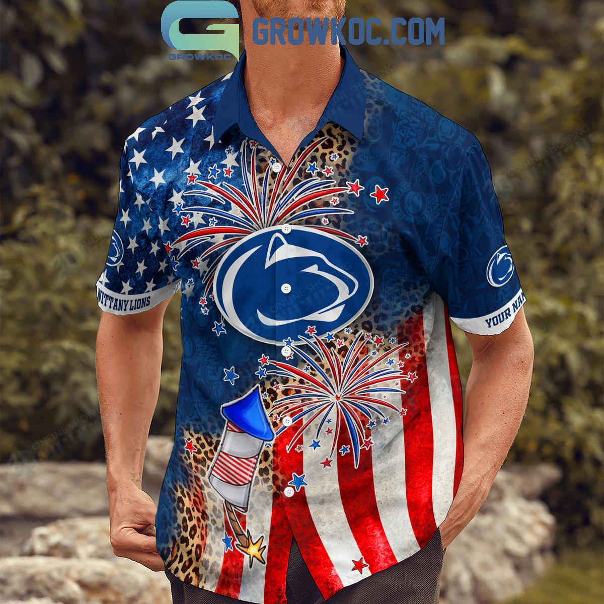 Penn State Nittany Lions Celebrating Happy 4th Of July Hawaiian Shirts