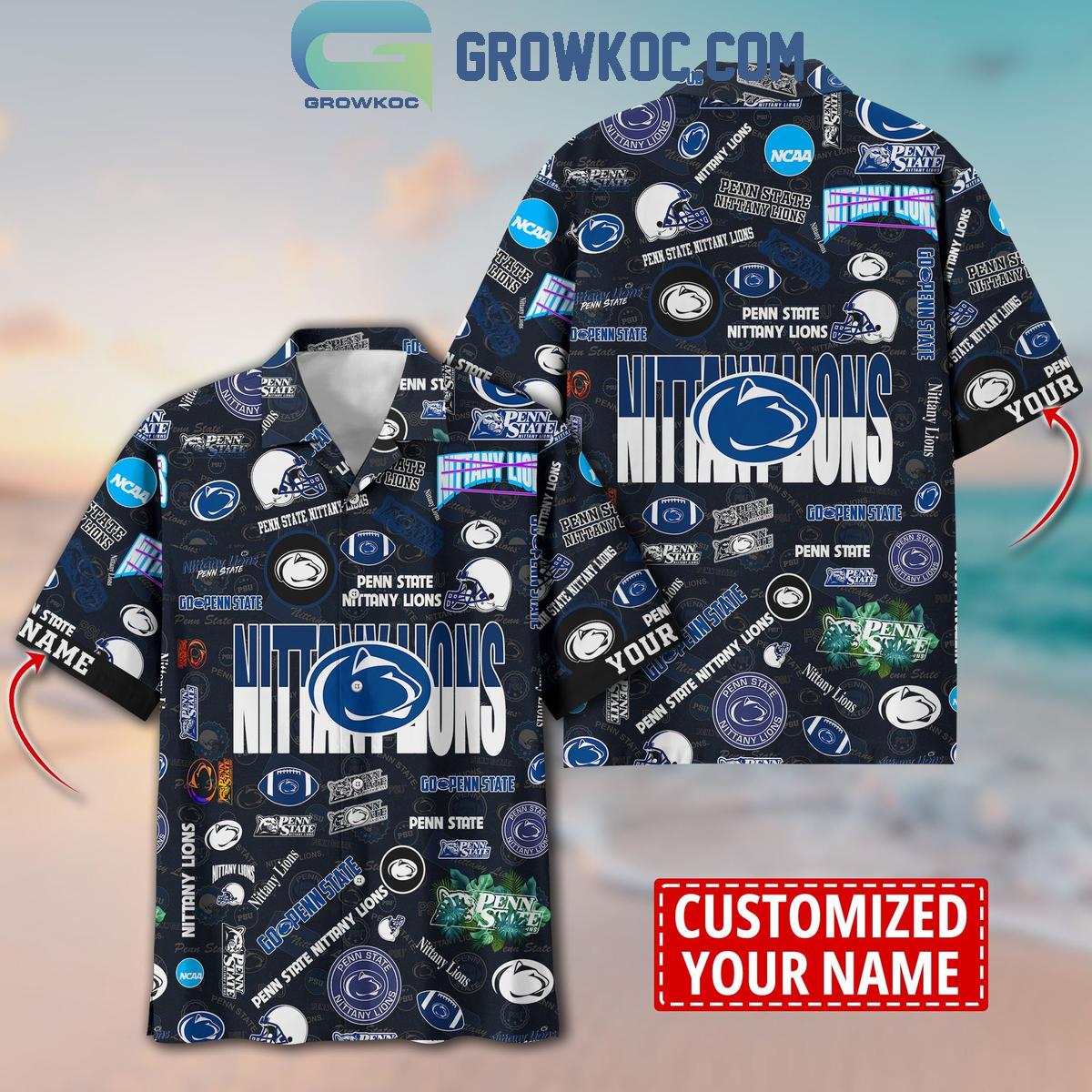 Penn State Nittany Lions Solgan Go Penn State True Fan Spirit Personalized Hawaiian Shirts