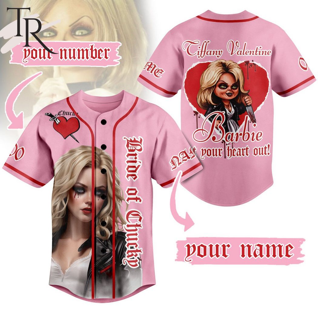 Personalized Bride Of Chucky Ciffany Valentine Barbie Eat Your Heart Out Baseball Jersey
