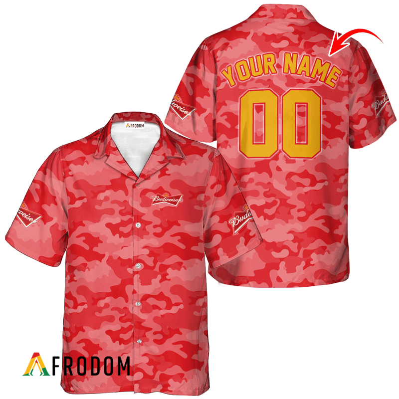 Personalized Budweiser Beer Red Camouflage Hawaiian Shirt