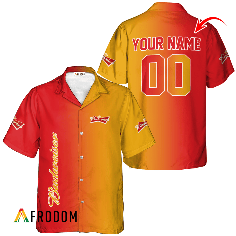 Personalized Gradient Budweiser Beer Hawaiian Shirt