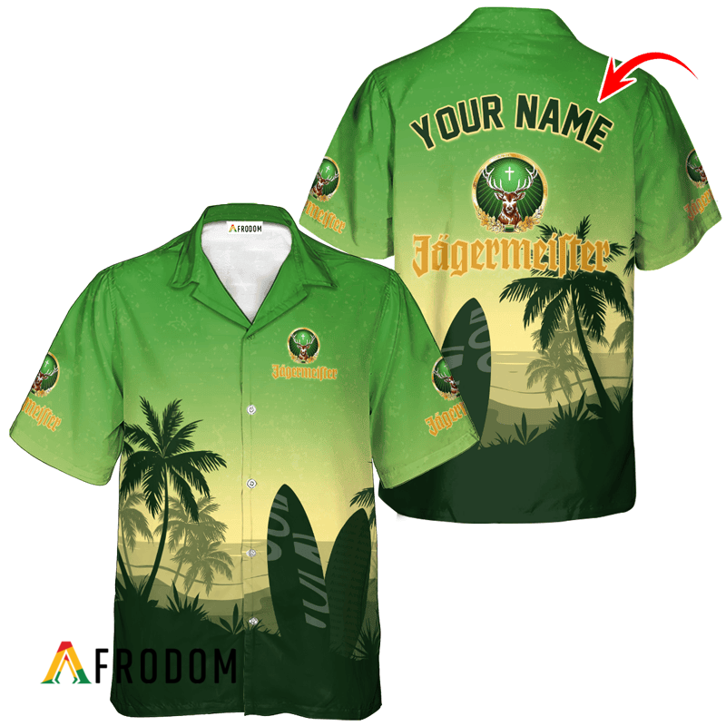 Personalized Jagermeister Palm Tree Surfboard Hawaiian Shirt